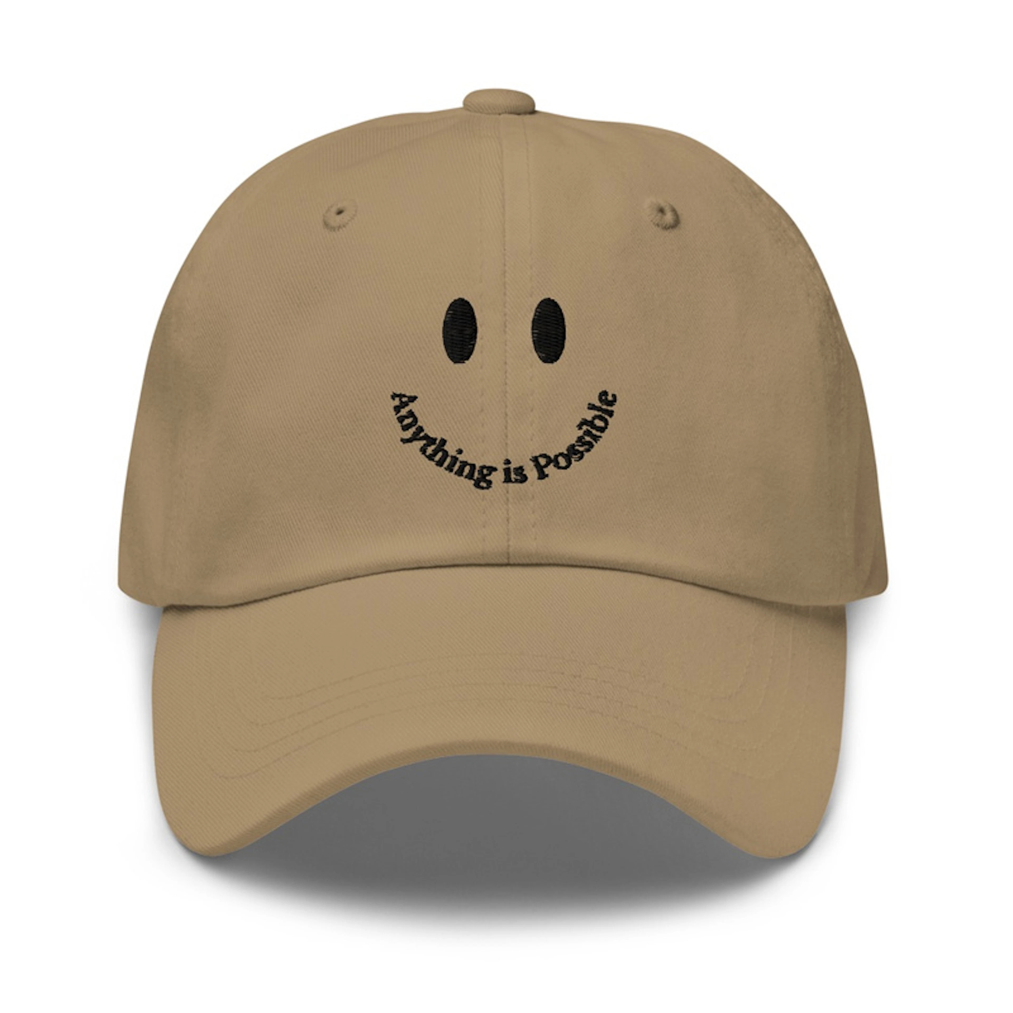 anything is possible smile hat in khaki